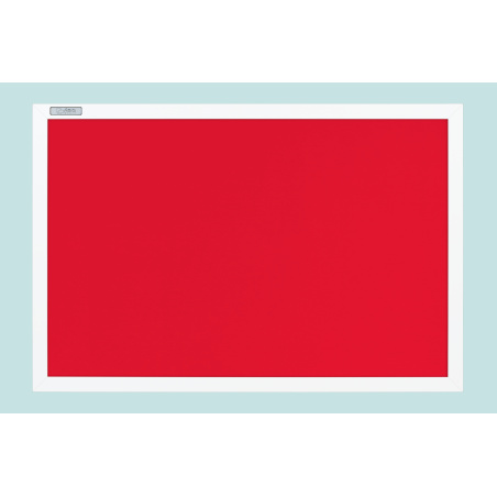Tablica tekstylna czerwona w ramie MDF białej