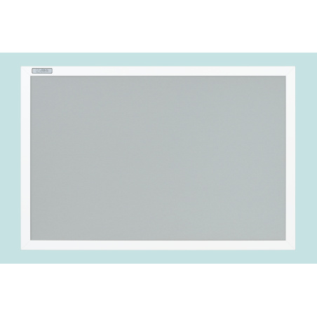 Tablica tekstylna szara w ramie MDF białej